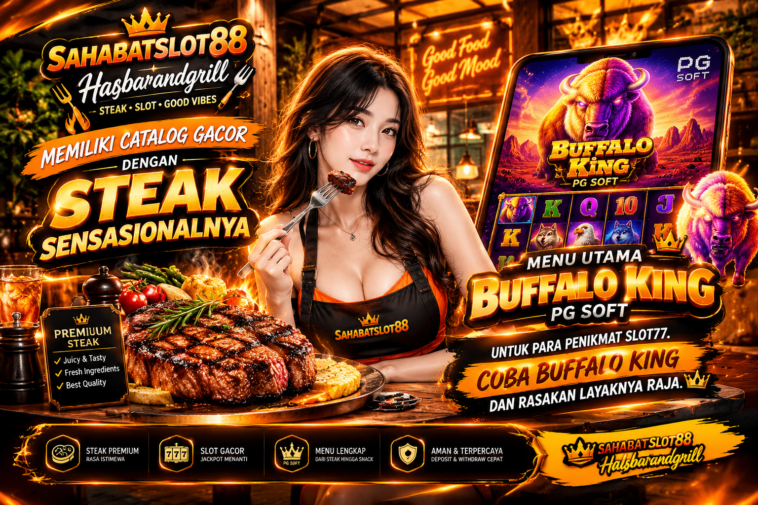SAHABATSLOT88 ☎️ Halsbarandgrill Catalog Gacor, Steak Sensasional, Menu Utama Buffalo King